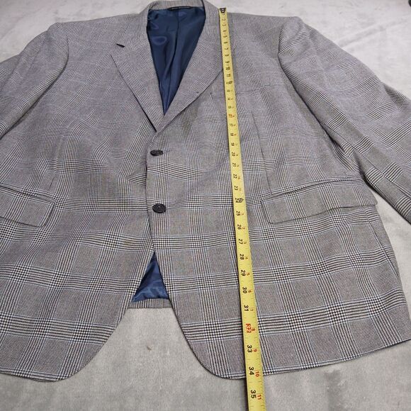 Samuelsohn Mens 52R Cashmere Sport Coat Blazer Jacket Gray Houndstooth Plaid - Picture 7 of 11